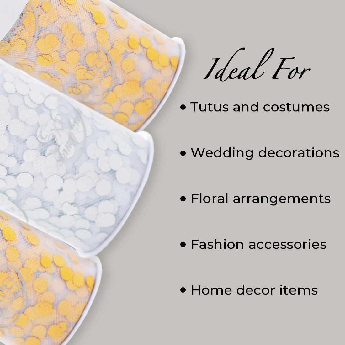 Decorative Fancy Tulle with Foil Polka Dot 6 Inch X 50 yard Spool 6" Tulle