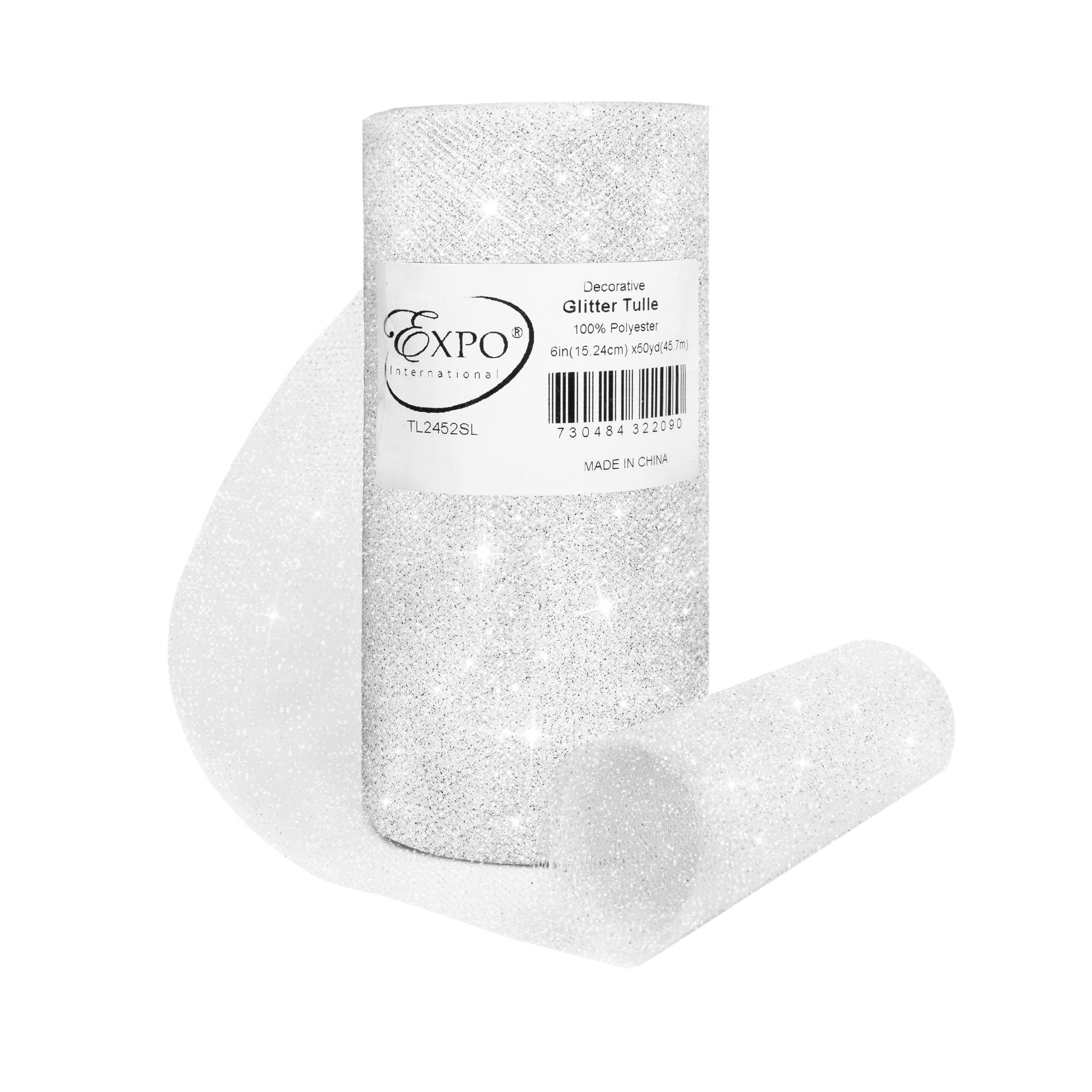 Decorative Glitter Tulle Fabric Rolll of 6 Inch X 50 yards Silver