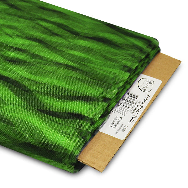 Premium Zebra Print Tulle Fabric Bolt of 54" X 25 Yards Lime Tulle