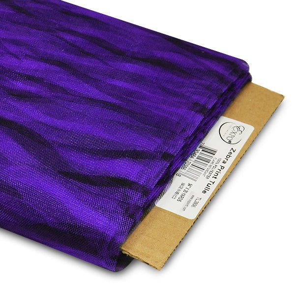 Premium Zebra Print Tulle Fabric Bolt of 54" X 25 Yards Purple Tulle