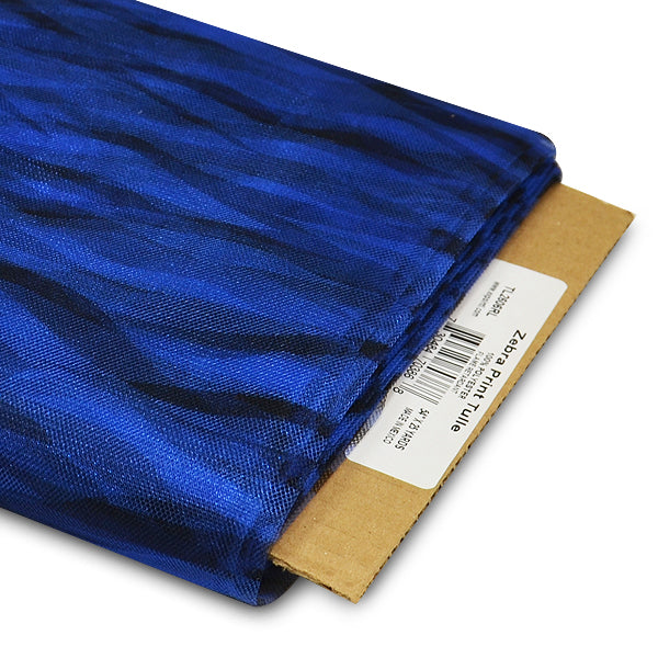 Premium Zebra Print Tulle Fabric Bolt of 54" X 25 Yards Royal Blue Tulle