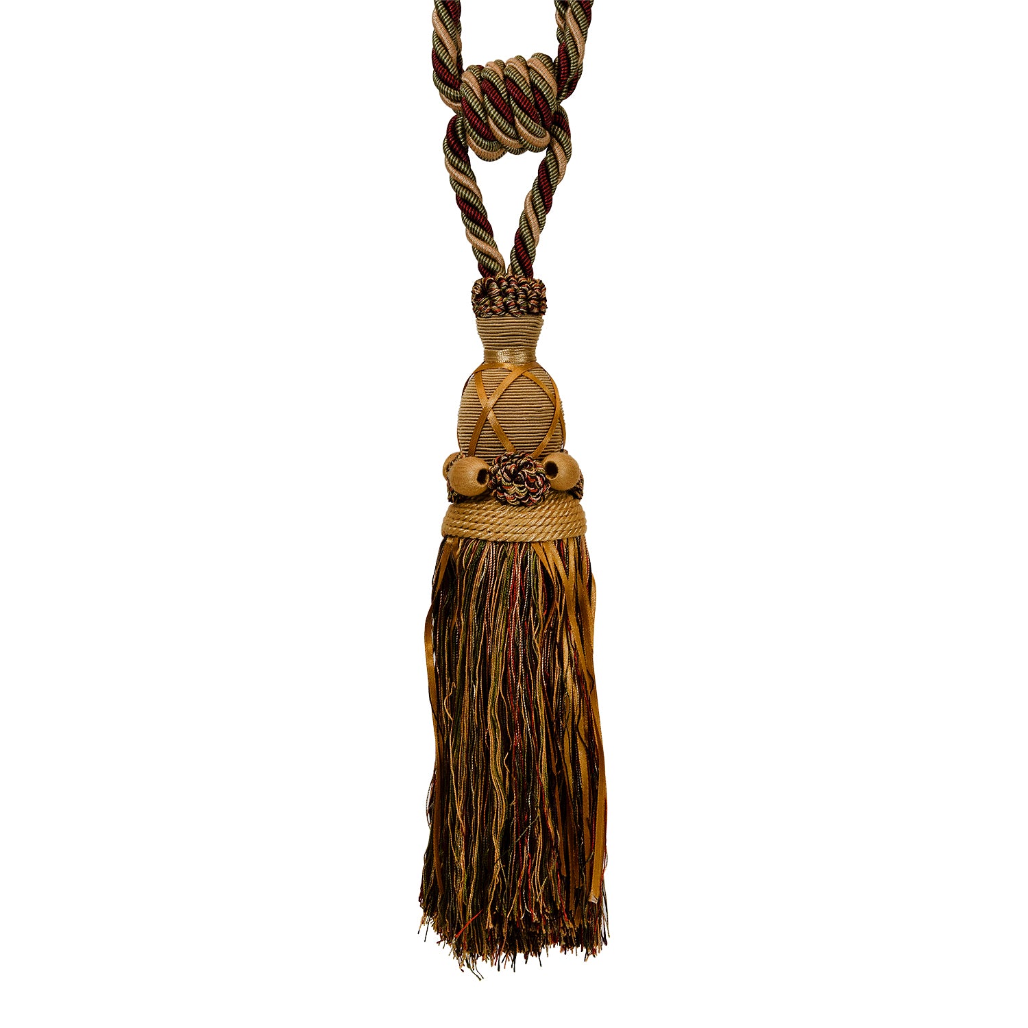 Briana Fiber/Ribbon Tassel Tieback Brown Multi
