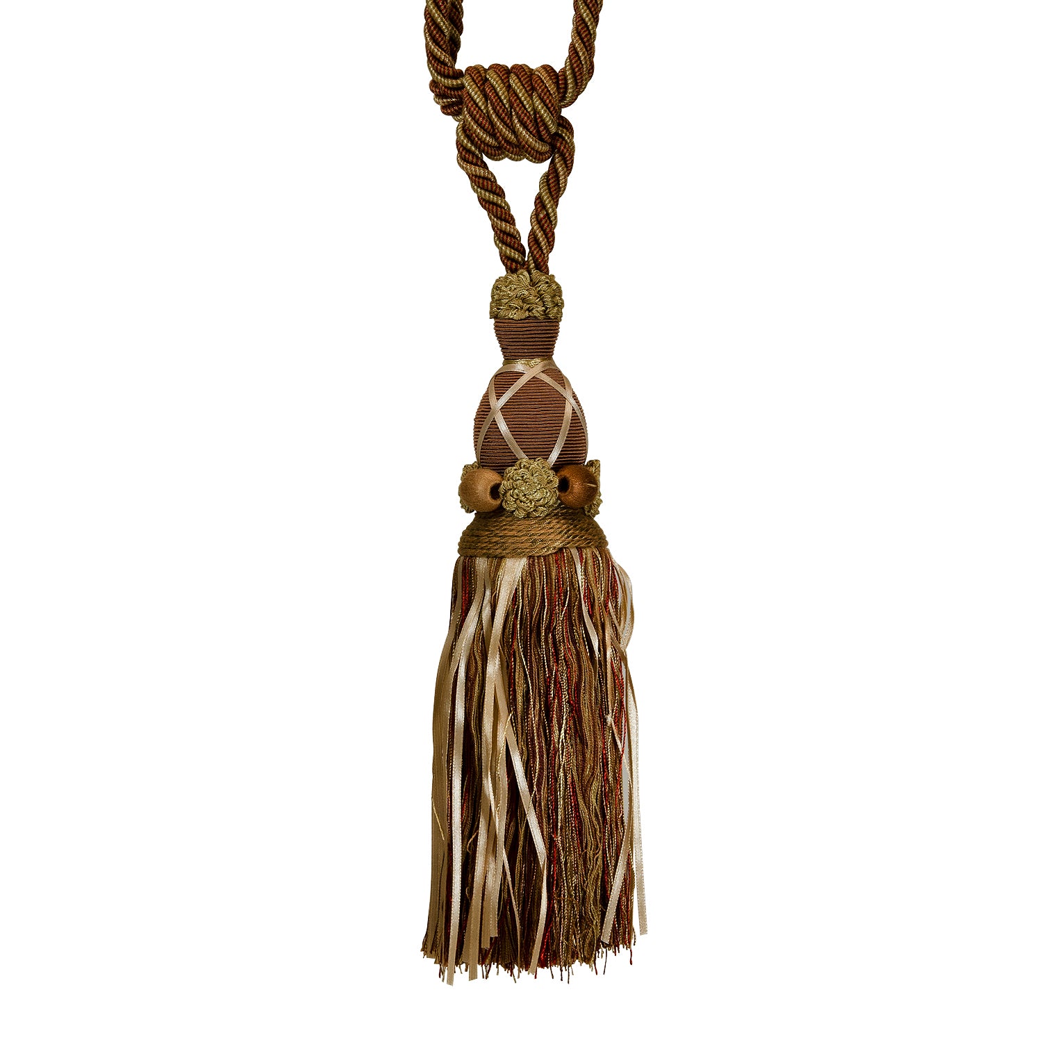 Briana Fiber/Ribbon Tassel Tieback Cinnamon Multi