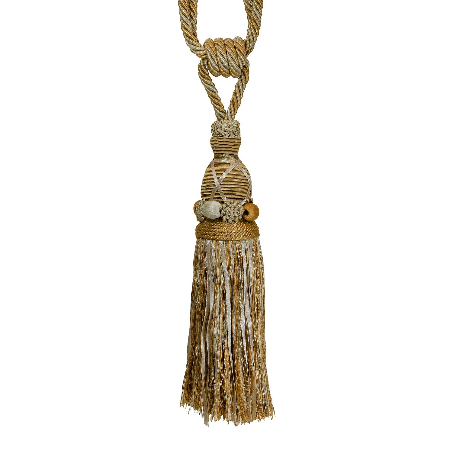 Briana Fiber/Ribbon Tassel Tieback Gold Multi