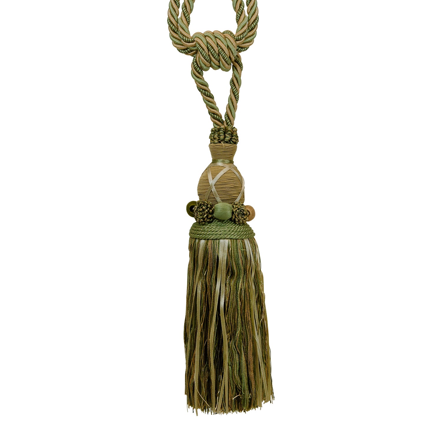 Briana Fiber/Ribbon Tassel Tieback Sage Multi