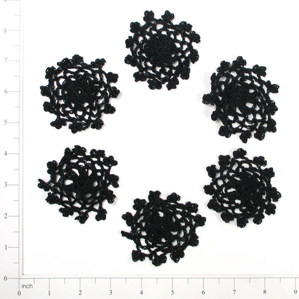 Bonnie Crochet Accents Pack of 6 pieces - Black Doilies