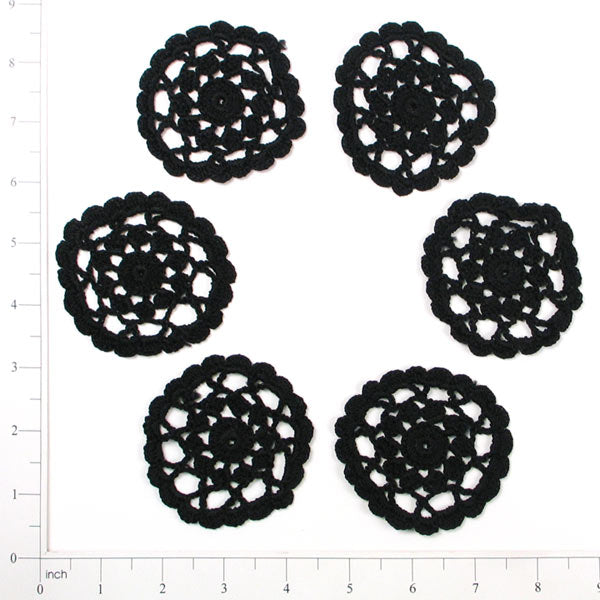 Deborah Crochet Accents Pack of 6 pieces - Black Appliques