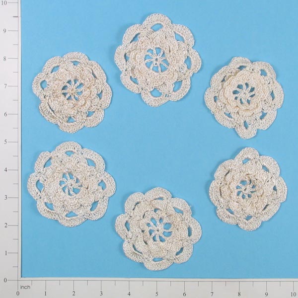 Ann Crochetted Applique/Patch - Pack of 6 - Ivory Appliques