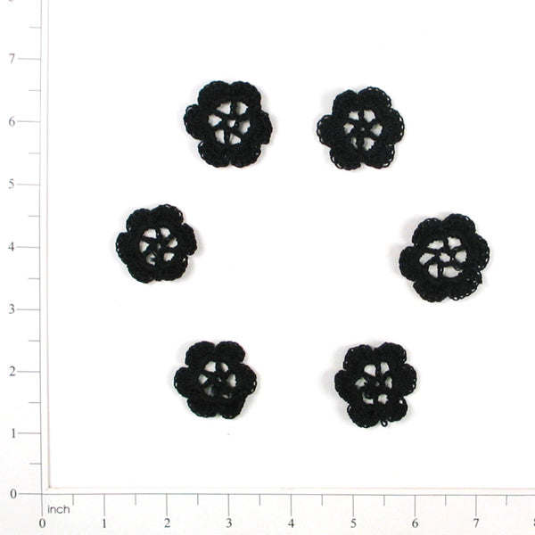 Trudy Crochet Applique/Patch - Pack of 6 pieces - Black Appliques