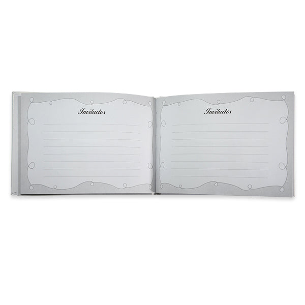 Calla Lilly "Invitados" Guest Book w/Pen Set - White Bridal