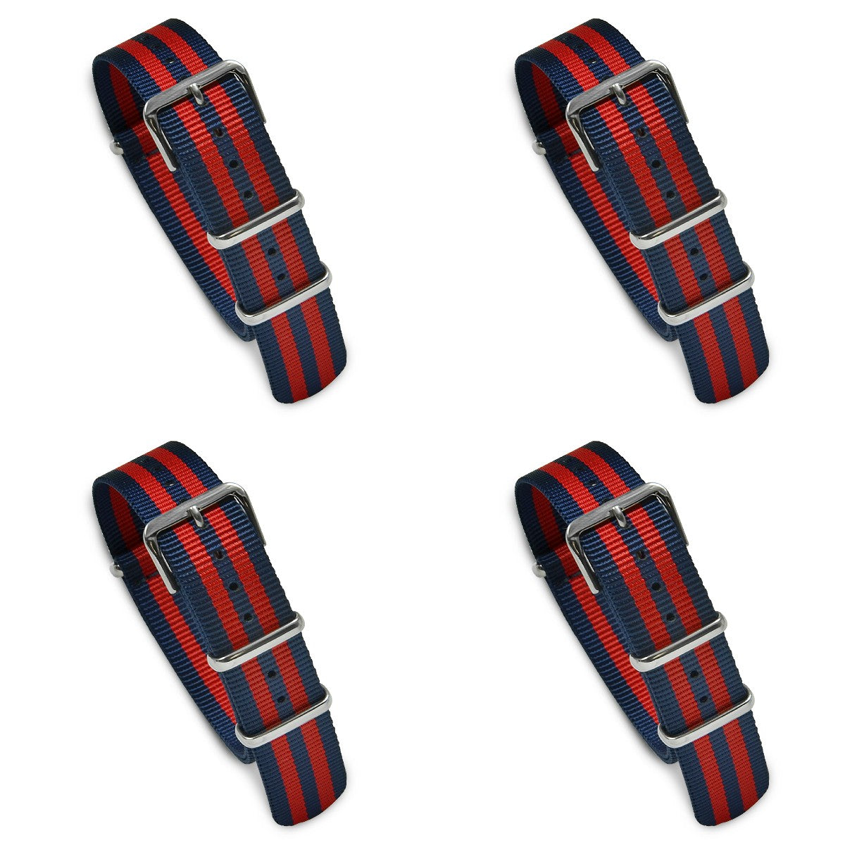 Value Pack of 4 Military MoD Nylon Watch Strap (Navy/Red) 18mm Watch Straps