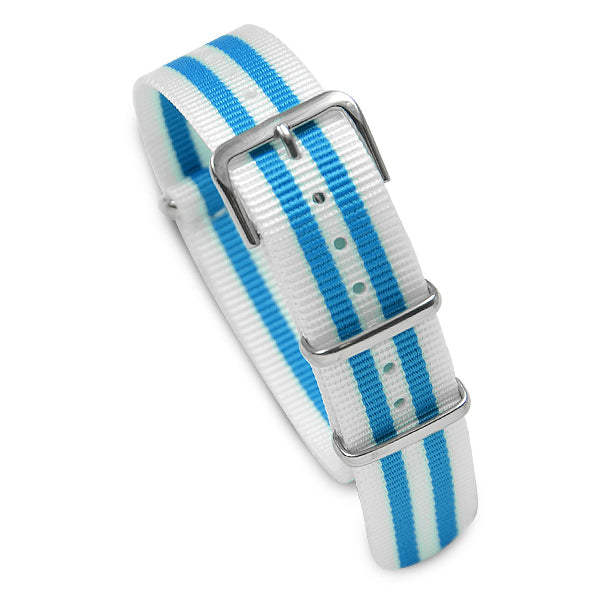 Military MoD Nylon Watch Strap (White/Light/Blue) Accessories