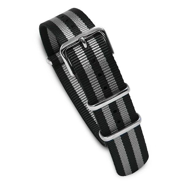 Military MoD Nylon Watch Strap (Black/Gray) Accessories