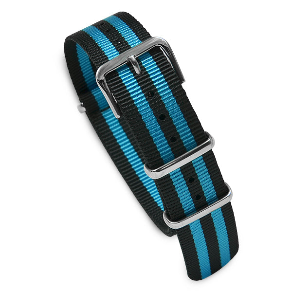 Military MoD Nylon Watch Strap (Black/Aqua) Accessories
