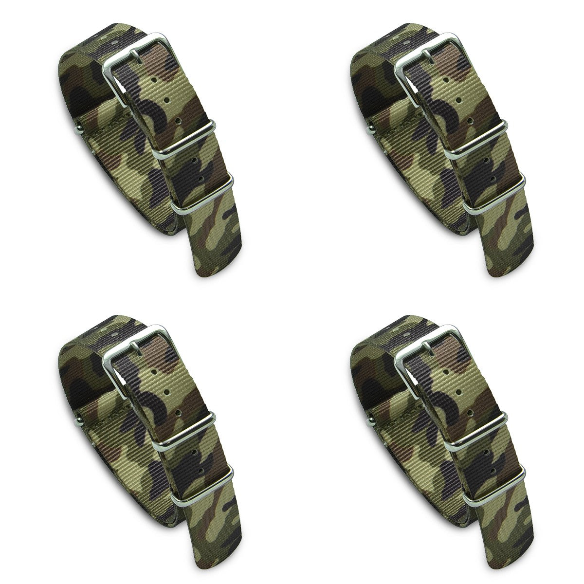 Value Pack of 4 Military MoD Nylon Watch Strap (Camo) 18mm Watch Straps