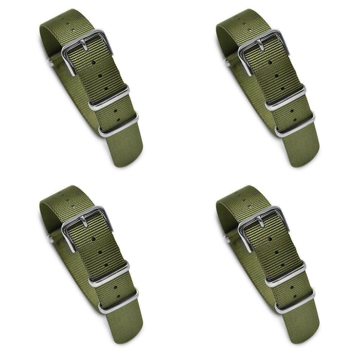 Value Pack of 4 Military MoD Nylon Watch Strap (Army/Green) 18mm Watch Straps