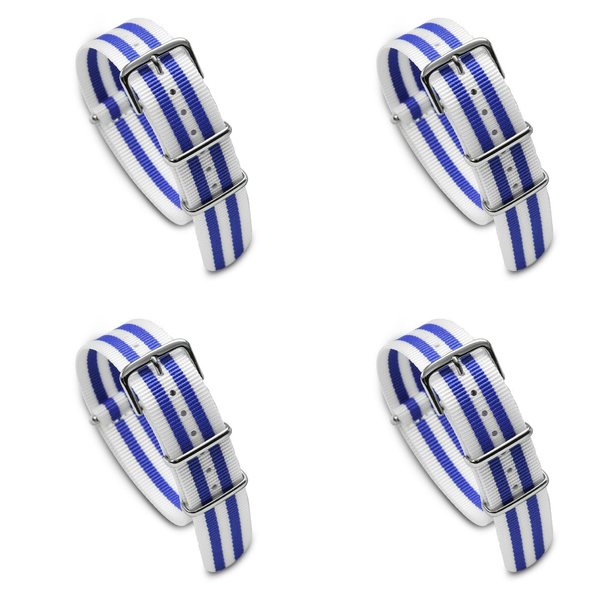 Value Pack of 4 Military MoD Nylon Watch Strap (White/Blue) 20mm Watch Straps
