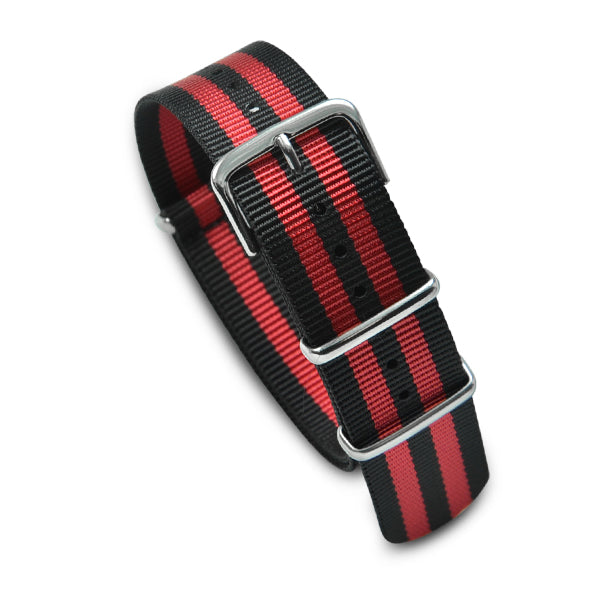 Military MoD Nylon Watch Strap (Black/Red) 20mm Watch Straps