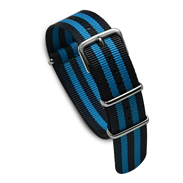Military MoD Nylon Watch Strap (Black/Turquoise) 20mm Watch Straps