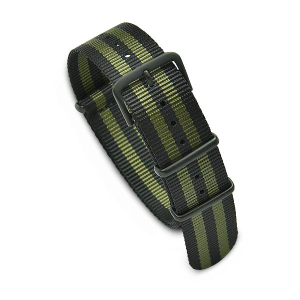 Military MoD Nylon Watch Strap PVD (Black/Army Green) 20mm Watch Straps