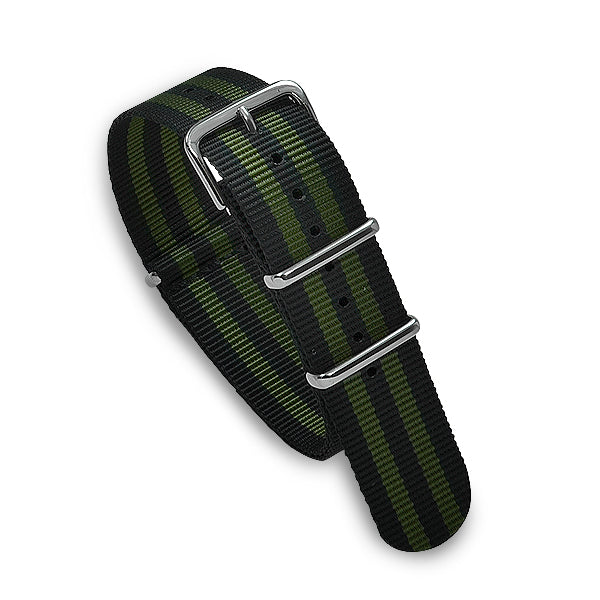 Military MoD Nylon Watch Strap (Black/Army Green) 20mm Watch Straps