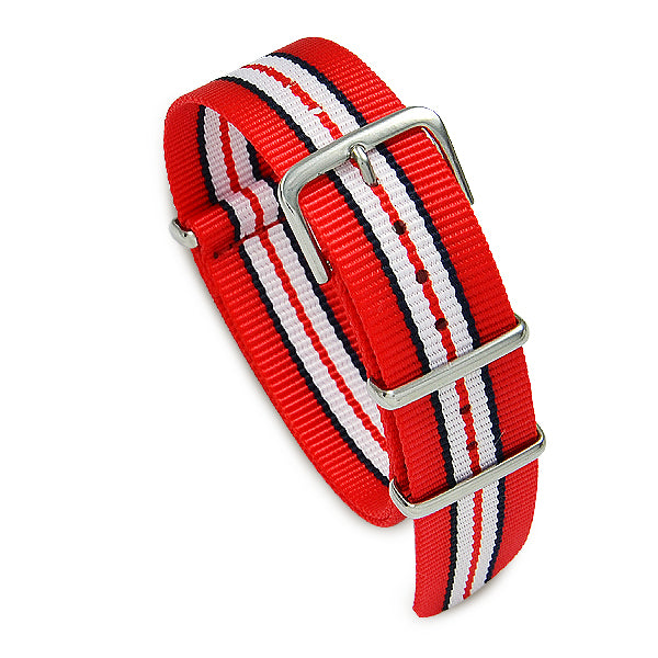 Military MoD Nylon Watch Strap (Red/Black/White) 20mm Watch Straps
