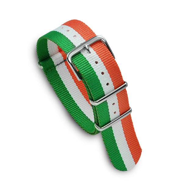 Military MoD Nylon Watch Strap (Green/White/Orange) 20mm Watch Straps