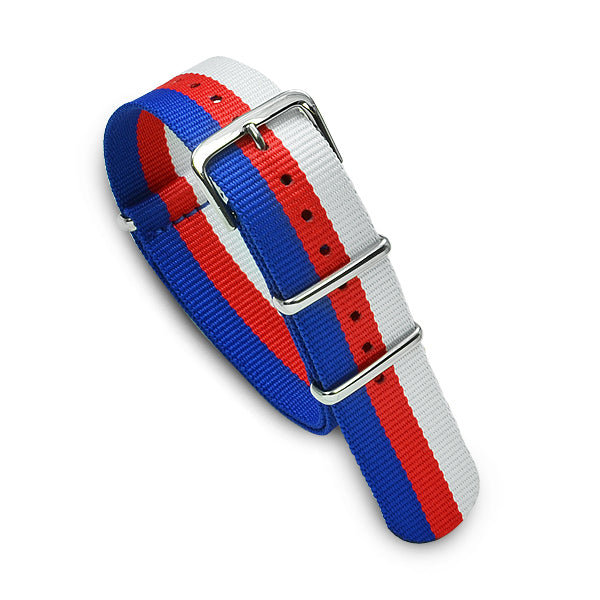20mm Military MoD Nylon Watch Strap - White Red Blue Watch Straps