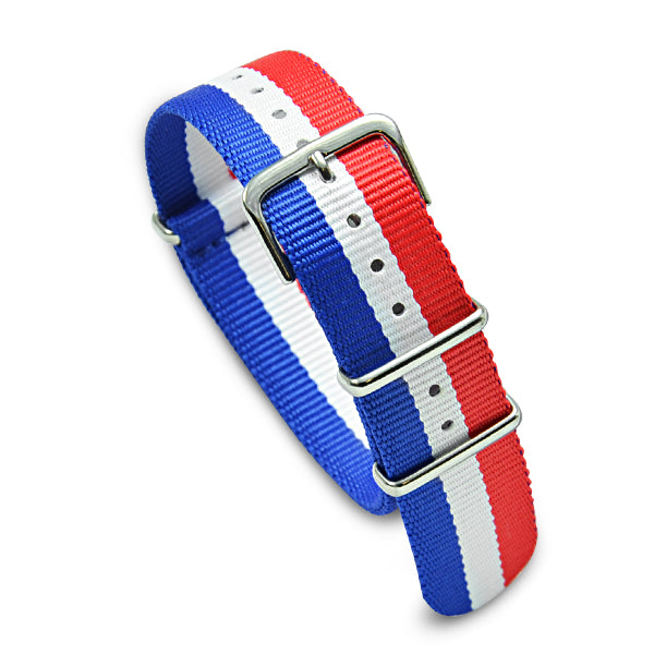 20mm Military MoD Nylon Watch Strap - Red White Blue Watch Straps