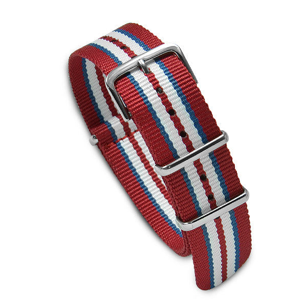 20mm Military MoD Nylon Watch Strap - Red Blue White Watch Straps