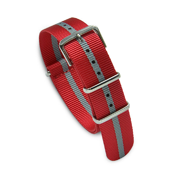 20mm Military MoD Nylon Watch Strap - Red Gray 20mm Watch Straps