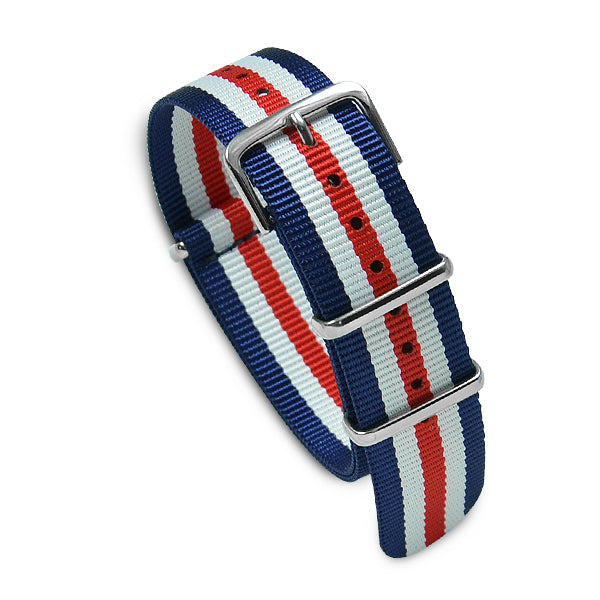 20mm Military MoD Nylon Watch Strap - Blue Red White 20mm Watch Straps