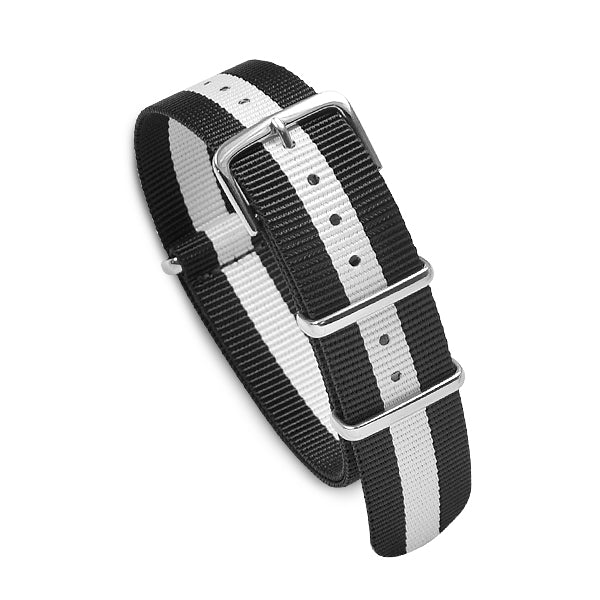 20mm Military MoD Nylon Watch Strap - White Black Watch Straps
