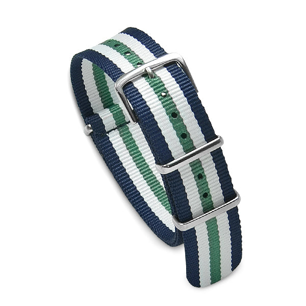 20mm Military MoD Nylon Watch Strap - Green White Navy Watch Straps
