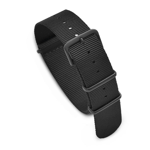 20mm Military MoD Nylon Watch Strap PVD - Black Watch Straps
