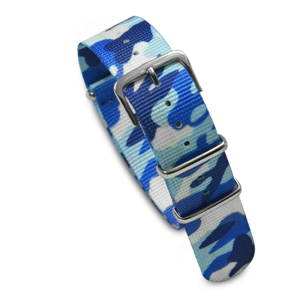 20mm Military MoD Nylon Watch Strap - Camo Blue White 20mm Watch Straps