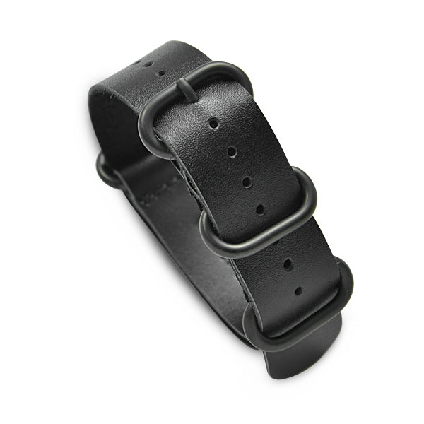 20mm Military MoD Leather Watch Strap PVD - Black 20mm Watch Straps
