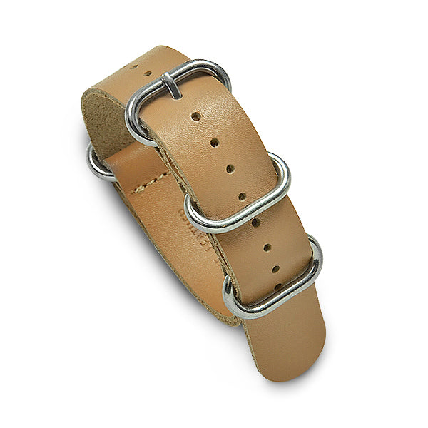 20mm Military MoD Leather Watch Strap - Light Brown Watch Straps
