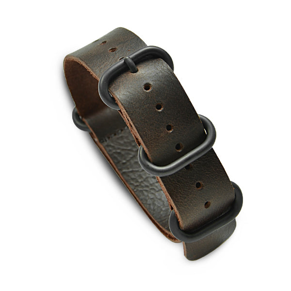 20mm Military MoD Vintage Distressed Leather Watch Strap PVD - Brown 20mm Watch Straps