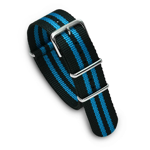 22mm Military MoD Nylon Watch Strap - Black Aqua Watch Straps
