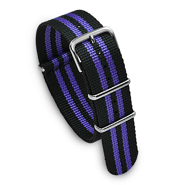 22mm Military MoD Nylon Watch Strap - Black Purple Watch Straps