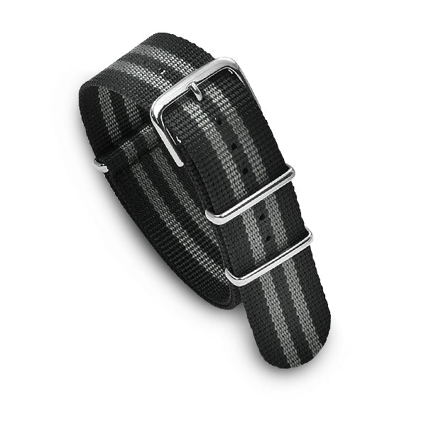 22mm Military MoD Nylon Watch Strap - Black Gray Watch Straps