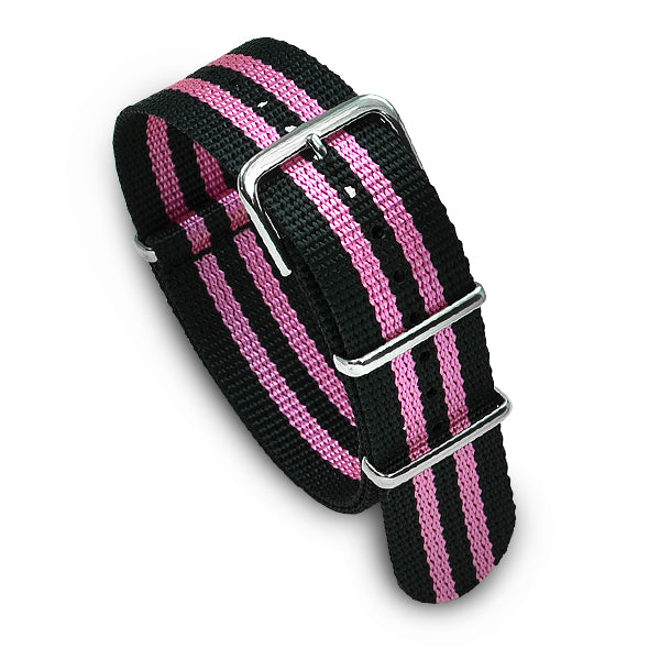 22mm Military MoD Nylon Watch Strap - Black Pink Watch Straps