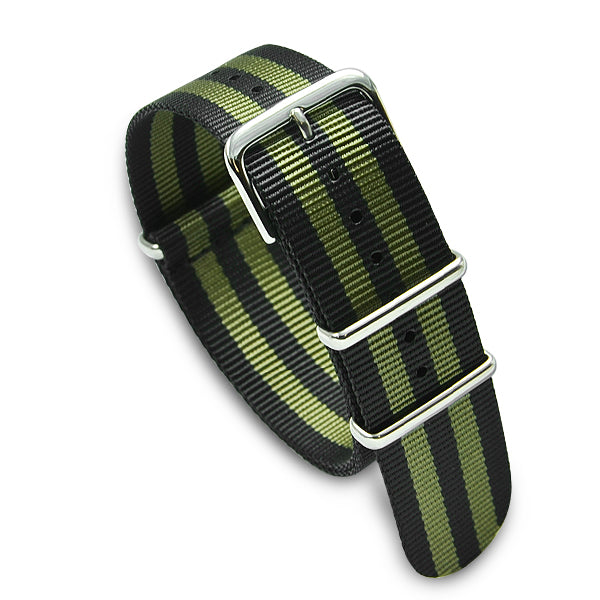 22mm Military MoD Nylon Watch Strap - Black Army Green Watch Straps