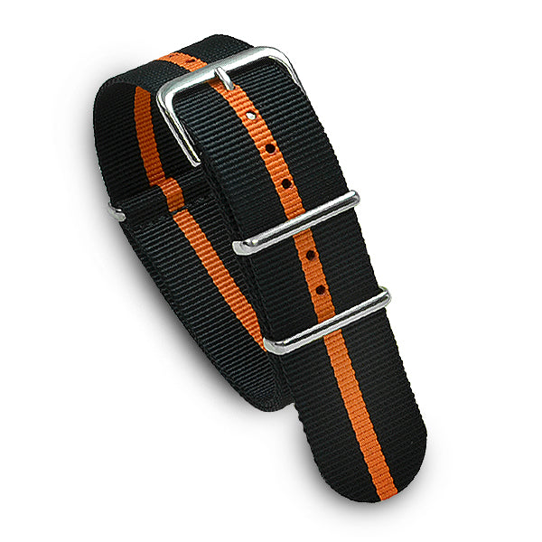 22mm Military MoD Nylon Watch Strap - Black Orange - Orange/Black 22mm Watch Straps