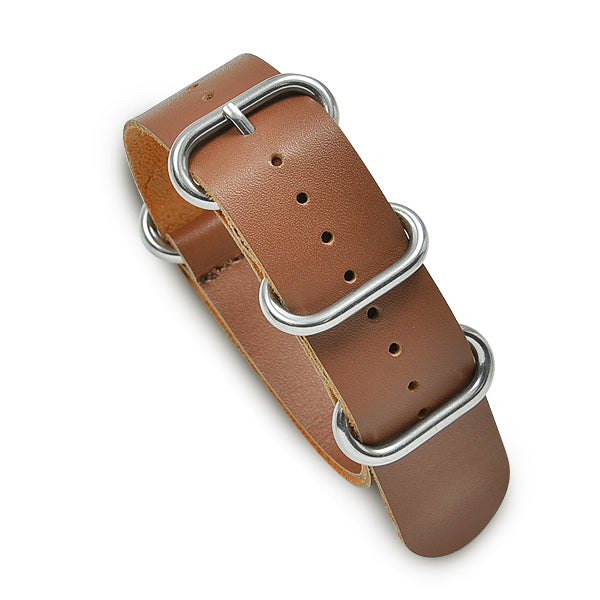 22mm Military MoD Leather Watch Strap - Brown Watch Straps