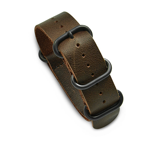 22mm Military MoD Vintage Distressed Leather Watch Strap PVD - Brown 22mm Watch Straps