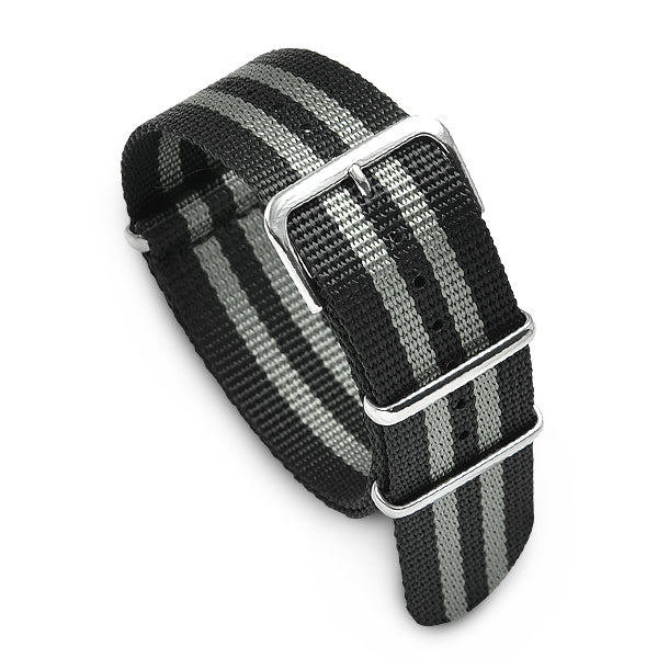 24mm Military MoD Nylon Watch Strap - Black Gray Watch Straps