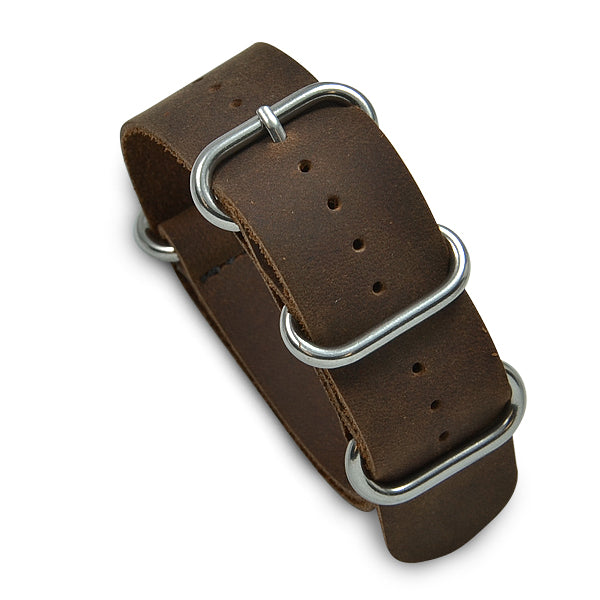 24mm Military MoD Beeswax Leather Watch Strap - Brown Watch Straps