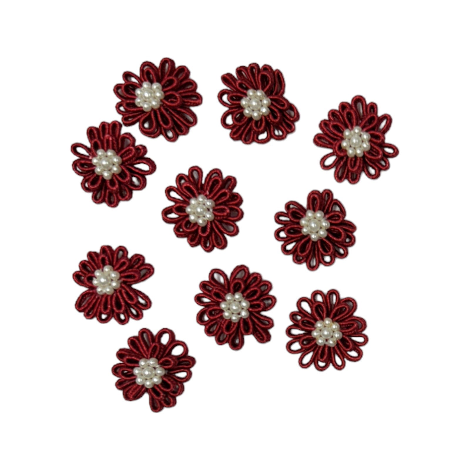 Mini Daisy Applique Pack of 10 - Burgundy Appliques